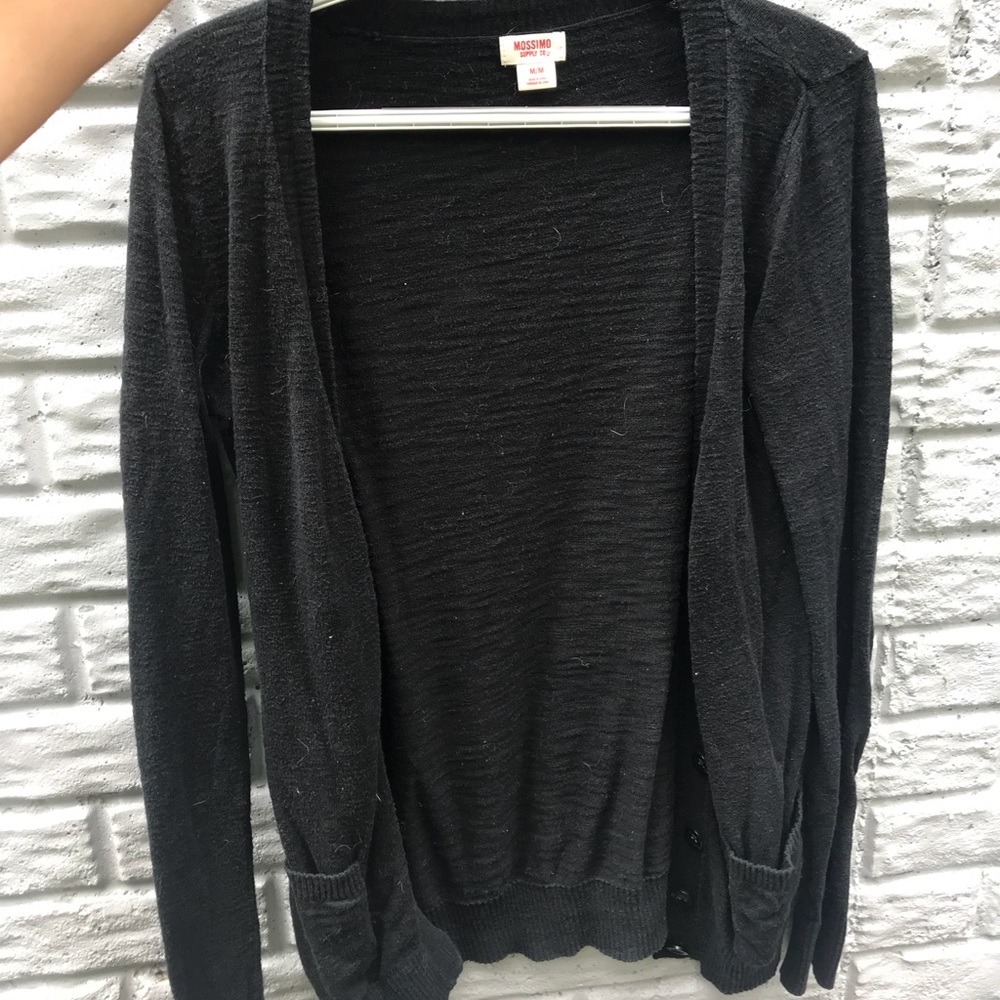 Black thin button cardigan with pockets